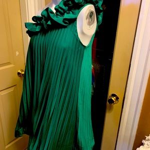 Green dress with one side shoulder